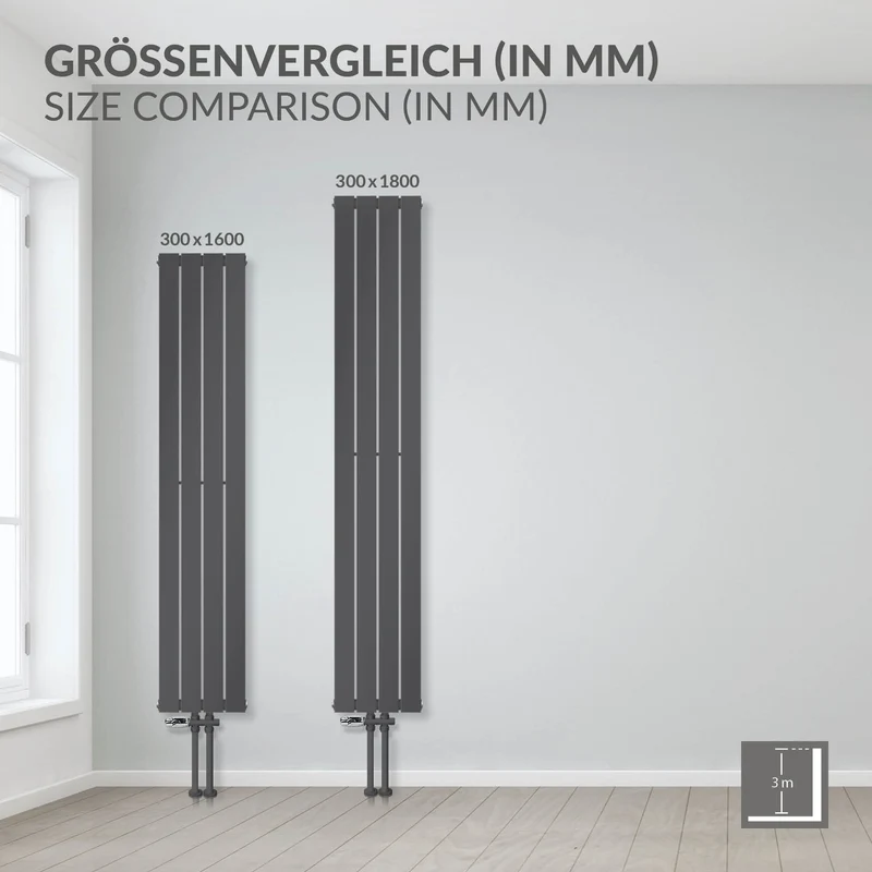 Paneelheizkörper Doppellagig 1800x300 mm Anthrazit ML-Design