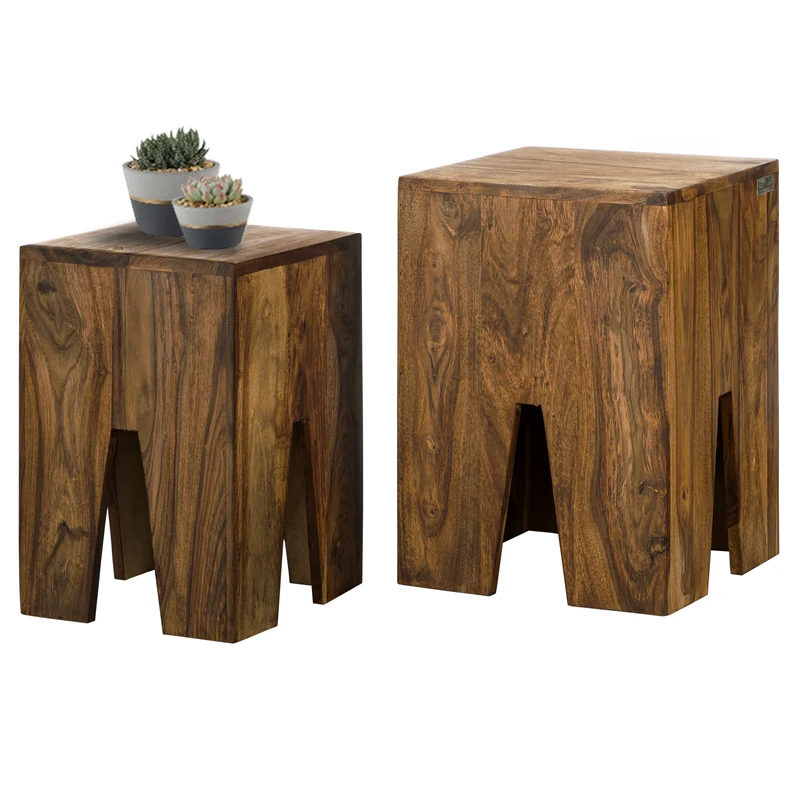 Couchtisch 3er Set Natur aus massives Sheeshamholz WOMO-Design