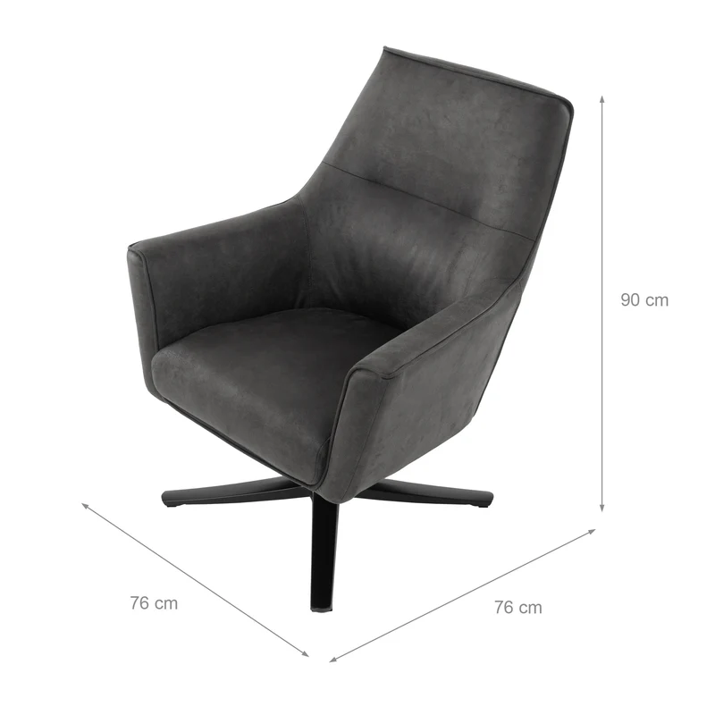 Loungesessel mit Armlehne 76x76x74 cm graphite aus Microleder WOMO-DESIGN