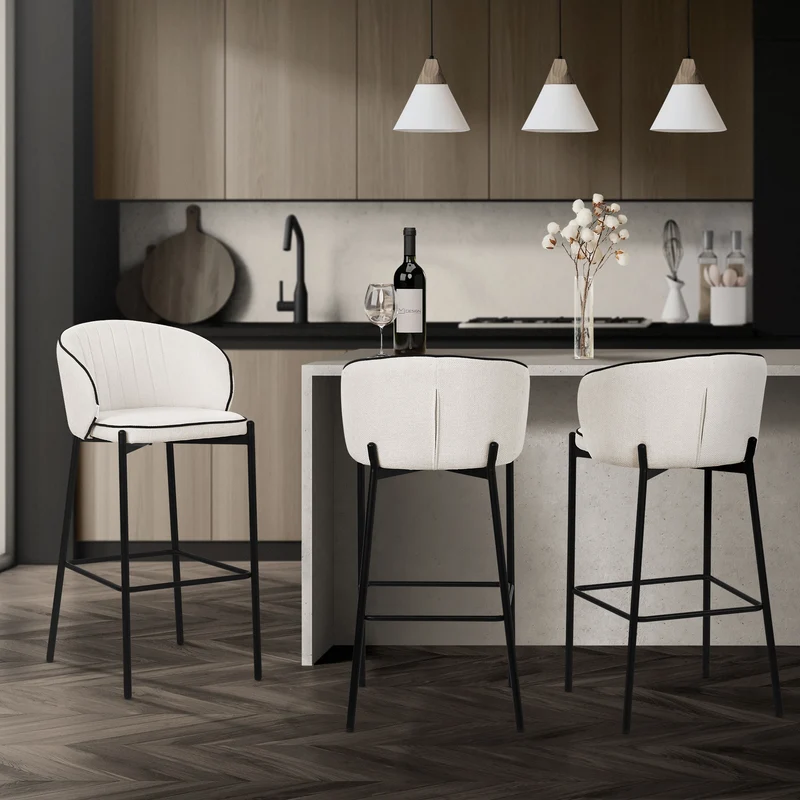 ML-Design | Barhocker Set mit Rückenlehne und Fußstütze, 50x101x54 cm, Tresenhocker Küchenhocker Bistrohocker
