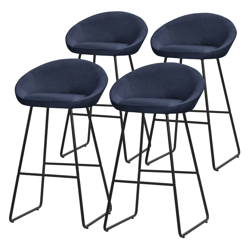 ML-Design | Barhocker Set mit Rückenlehne und Fußstütze, 56x94x50 cm, Tresenhocker Küchenhocker Bistrohocker