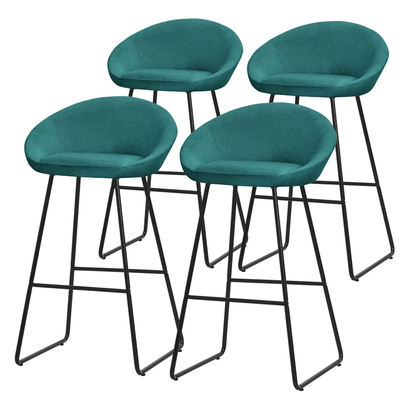 ML-Design | Barhocker Set mit Rückenlehne und Fußstütze, 56x94x50 cm, Tresenhocker Küchenhocker Bistrohocker