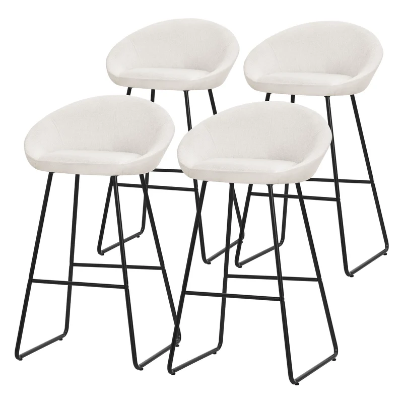 ML-Design | Barhocker Set mit Rückenlehne und Fußstütze, 56x94x50 cm, Tresenhocker Küchenhocker Bistrohocker