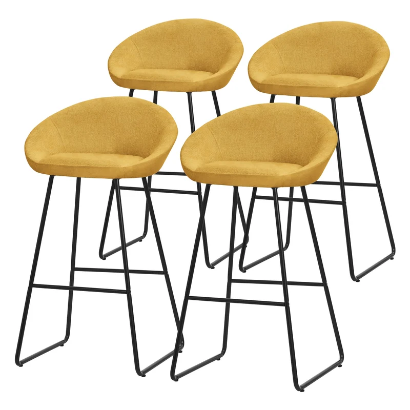 ML-Design | Barhocker Set mit Rückenlehne und Fußstütze, 56x94x50 cm, Tresenhocker Küchenhocker Bistrohocker