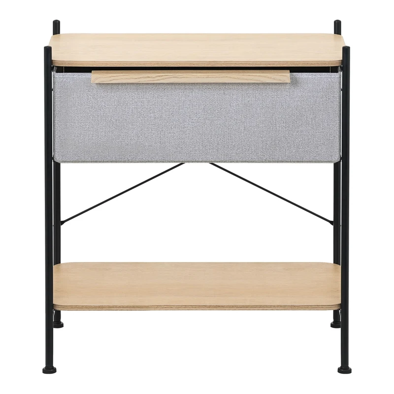 ML-Design | Nachttisch mit Stoff Schublade Eiche aus Stahl, MDF, Nachttisch Aufbewahrungsschrank