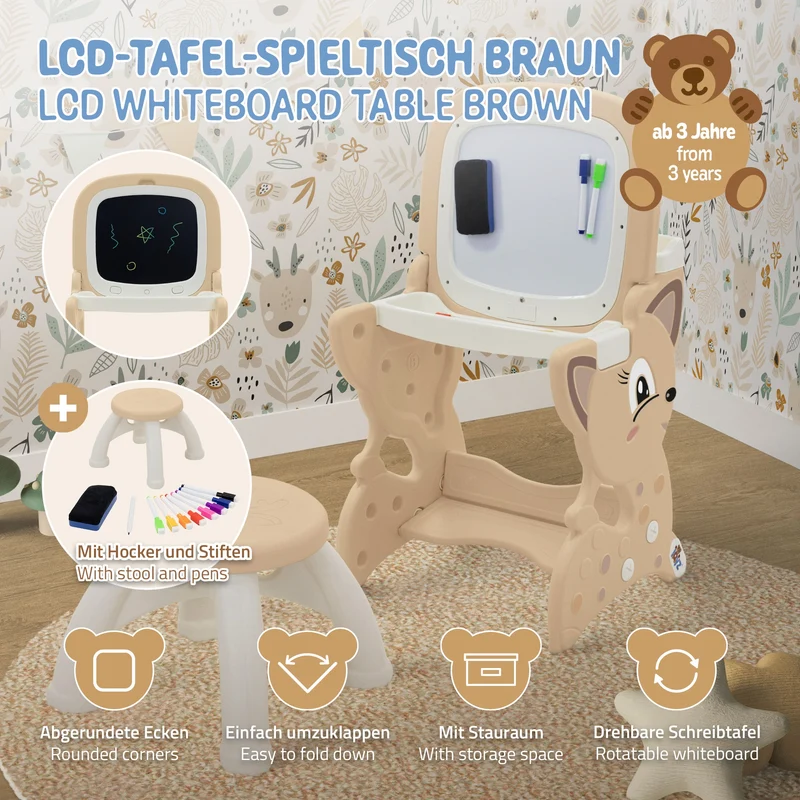 Joyz | Kindersitzgruppe 3in1 Spieltisch mit 2 Tafeln Kinderhocker und Zubehör