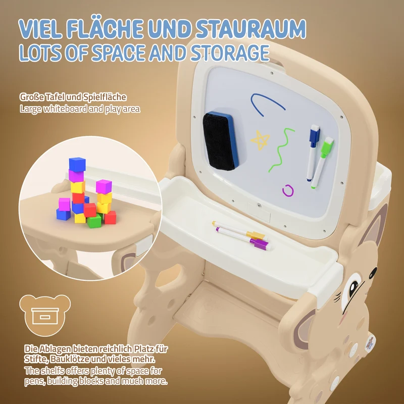 Joyz | Kindersitzgruppe 3in1 Spieltisch mit 2 Tafeln Kinderhocker und Zubehör