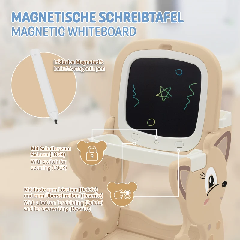 Joyz | Kindersitzgruppe 3in1 Spieltisch mit 2 Tafeln Kinderhocker und Zubehör