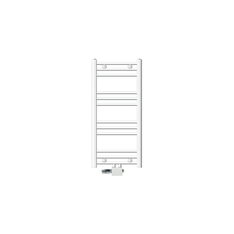 Badheizköper Mittelanschluss 400x800 mm Weiß gerade mit Universale Anschlussgarnitur LuxeBath
