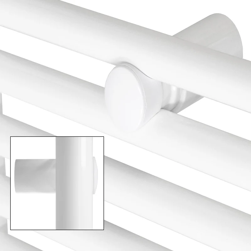 Elektrischer Badheizkörper mit Heizstab 900W 750x1200 mm Weiß gerade Seitenanschluss & Thermostat Digitalanzeige LuxeBath