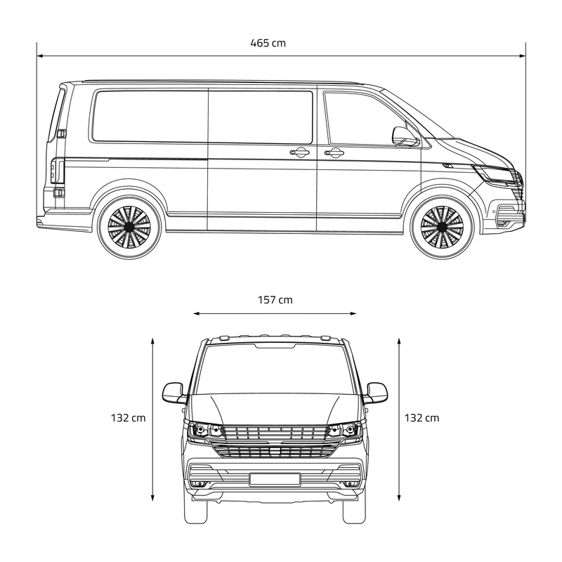 Autoabdeckung VW Bulli 465x157x132 cm Grau aus PVC