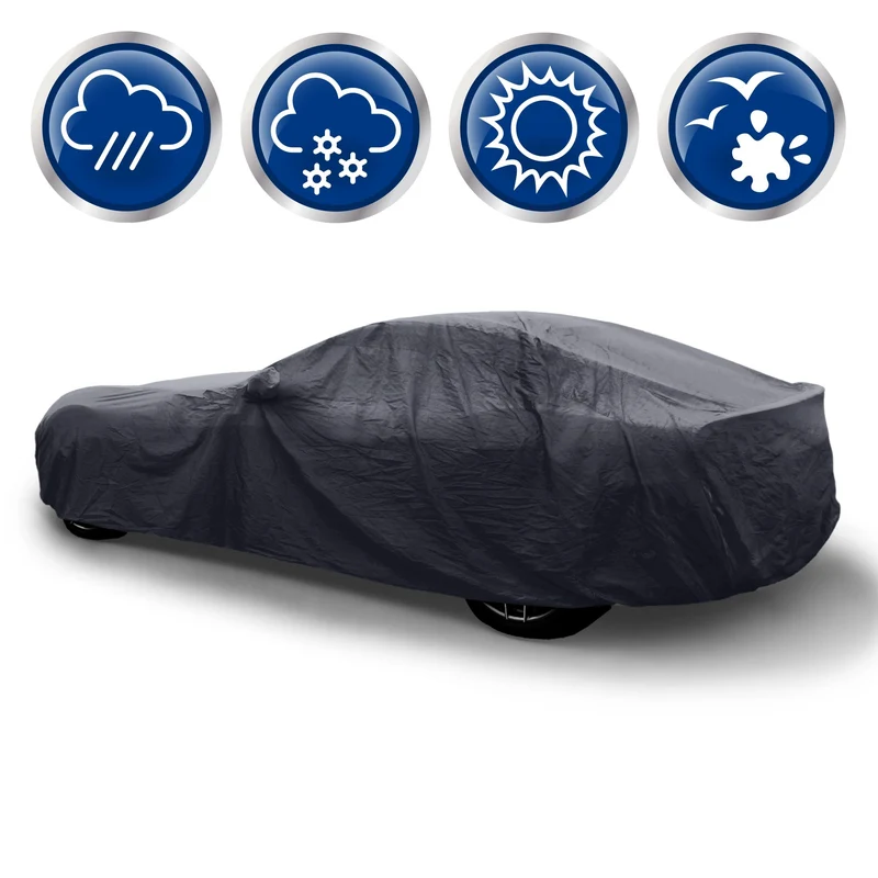Autoabdeckung für Kompaktwagen 431x165x119 cm Schwarz aus PVC Atmungsaktiv