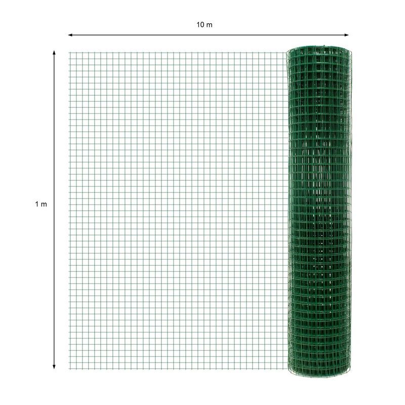 Volierendraht Grün aus verzinktem Stahl 1x10m Drahtstärke 0,9mm Maschenweite 25x25mm