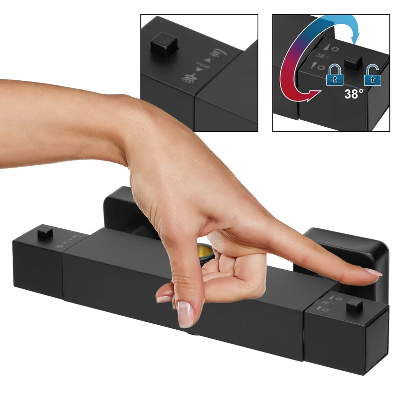 Duschsystem mit Thermostat, schwarz, aus Edelstahl