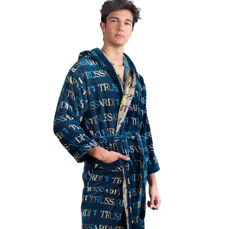 Accappatoio a Scialle Turquoise coast Moderno in Spugna 410 gr/mq