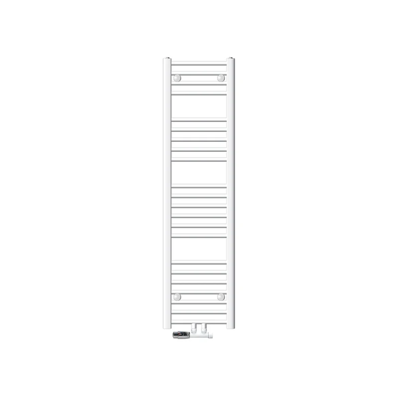 Badheizkörper Mittelanschluss 300x1400 mm Weiß gerade mit Wand Anschlussgarnitur LuxeBath