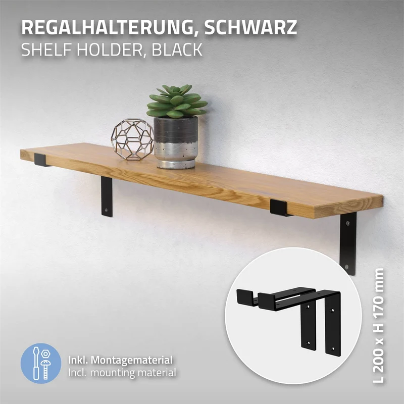 ML-Design | Wandkonsole 2er Set aus Stahl Regalhalterung Wandhalterung für Regalbrett