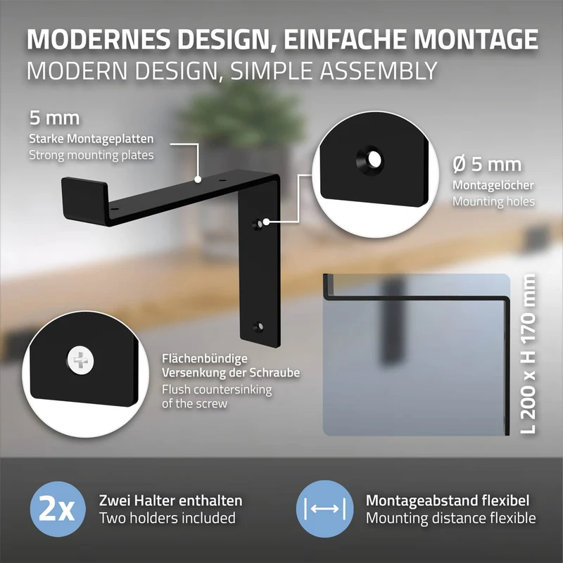 ML-Design | Wandkonsole 2er Set aus Stahl Regalhalterung Wandhalterung für Regalbrett