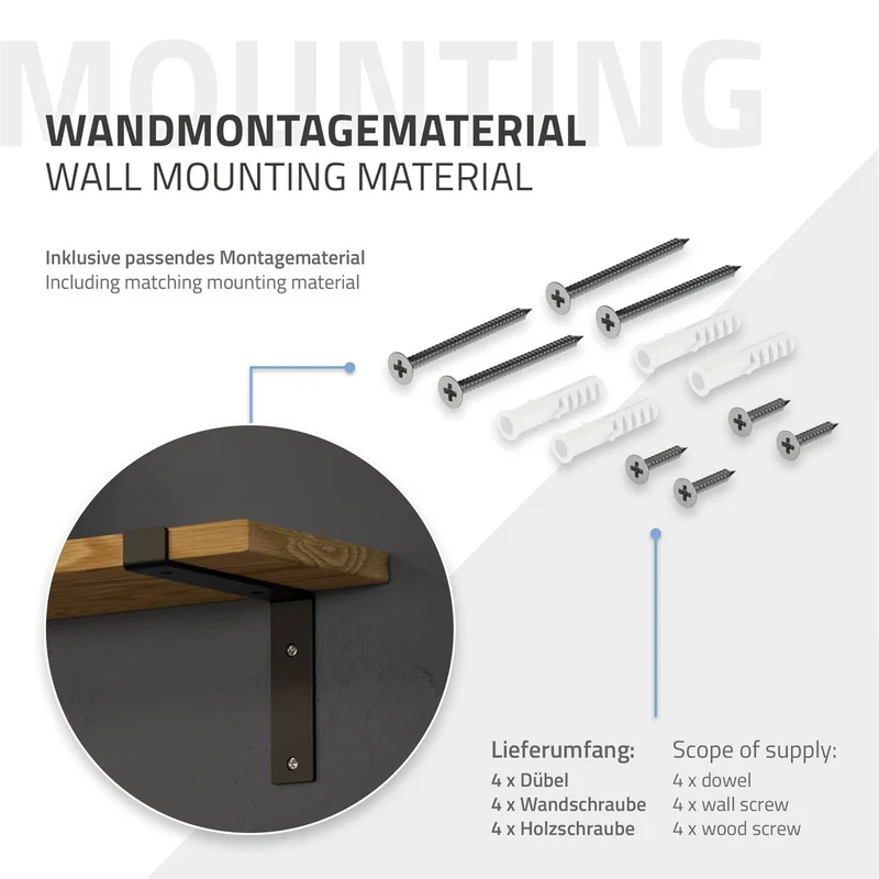 ML-Design | Wandkonsole 2er Set aus Stahl Regalhalterung Wandhalterung für Regalbrett