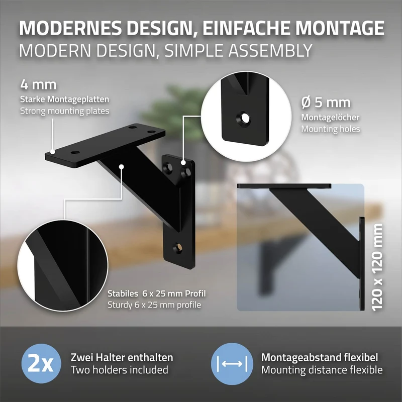 ML-Design | Wandkonsole 2er Set aus Aluminium Regalhalterung Wandhalterung für Regalbrett
