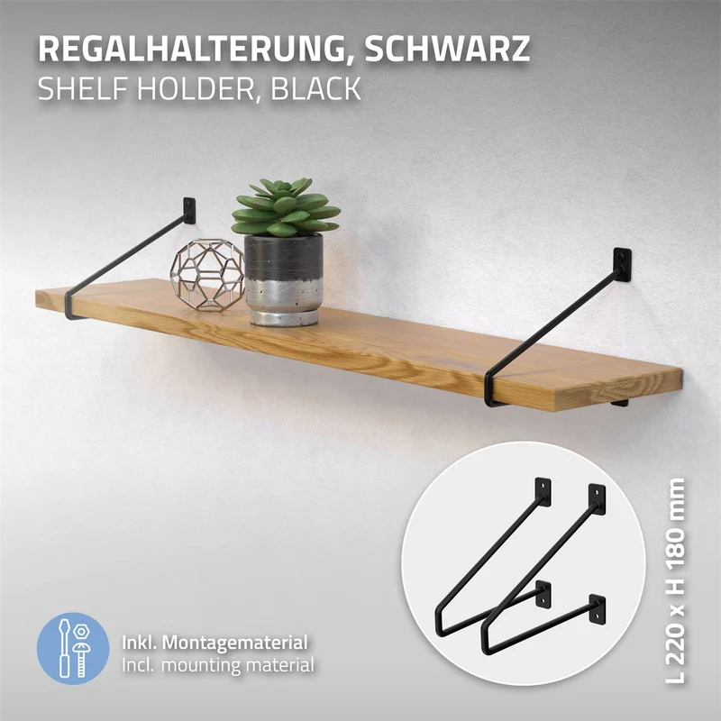 ML-Design | Wandkonsole 2er Set aus Stahl Haarnadel Regalhalterungen