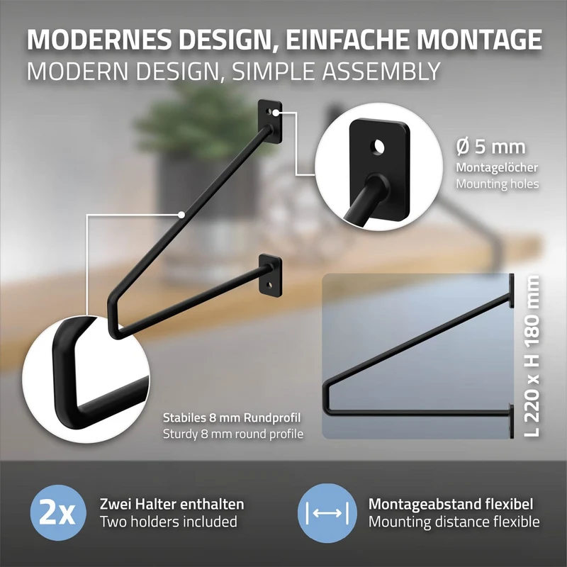 ML-Design | Wandkonsole 2er Set aus Stahl Haarnadel Regalhalterungen