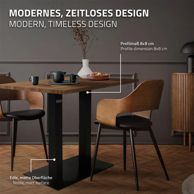 ML-Design | Tischgestell Schwarz Höhe 72cm Stahl pulverbeschichtet Bodenplatte
