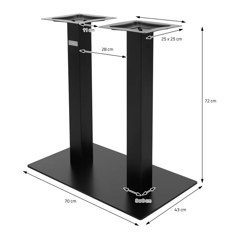 ML-Design | Tischgestell Schwarz Höhe 72cm Stahl pulverbeschichtet Bodenplatte