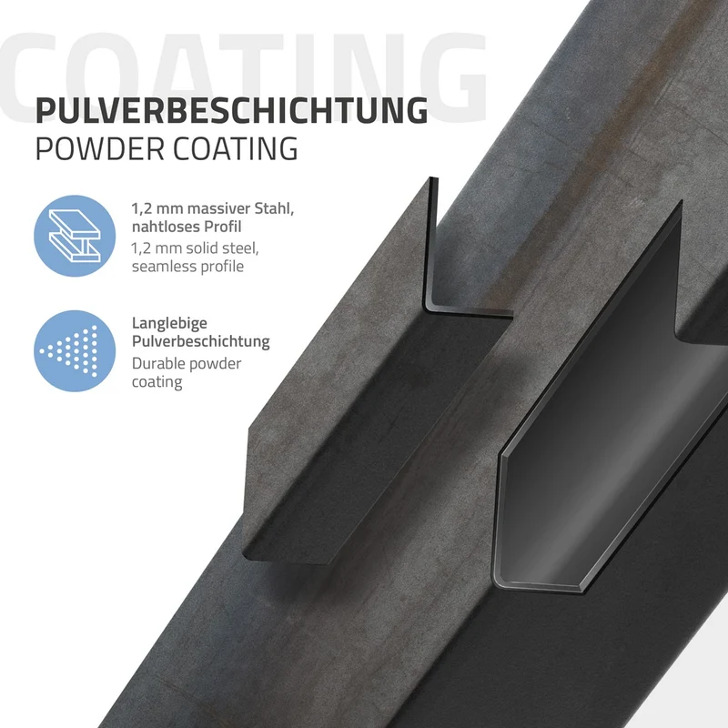 B-Ware 4er Set Tischbeine schräg H42 cm Optik Industrial Stahl Profil 8x8 cm I-Form 96° Neigung ML-Design