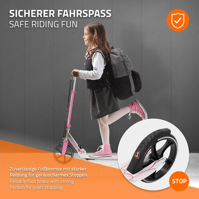 B-Ware Cityroller Rosa klappbar und höhenverstellbar Scooter mit XXL-Räder Hauki– Tetroller & Kickscooter