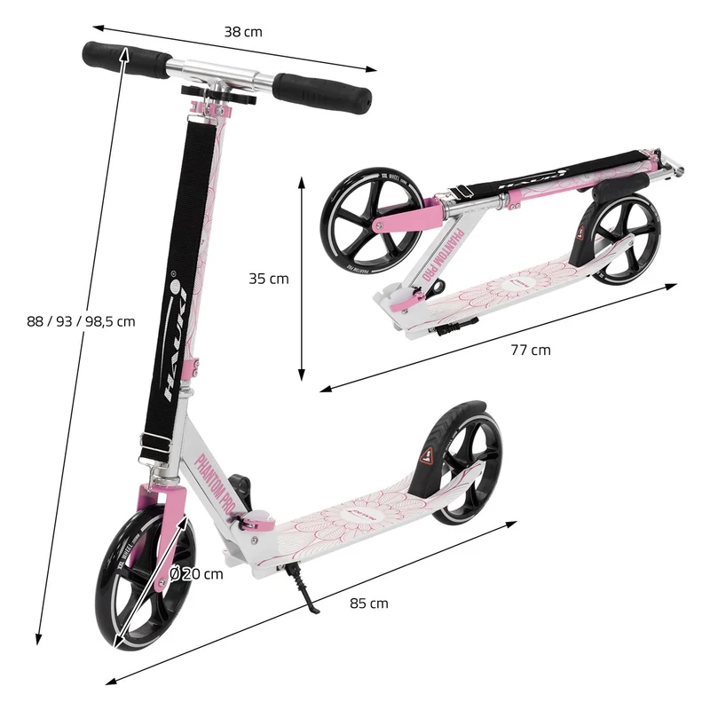 B-Ware Cityroller Rosa klappbar und höhenverstellbar Scooter mit XXL-Räder Hauki– Tetroller & Kickscooter