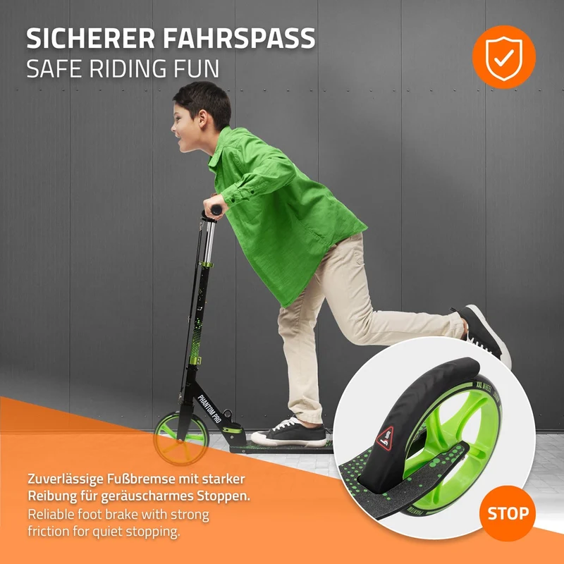 B-Ware Cityroller Grün klappbar und höhenverstellbar Scooter mit XXL-Räder Hauki – Tetroller & Kickscooter