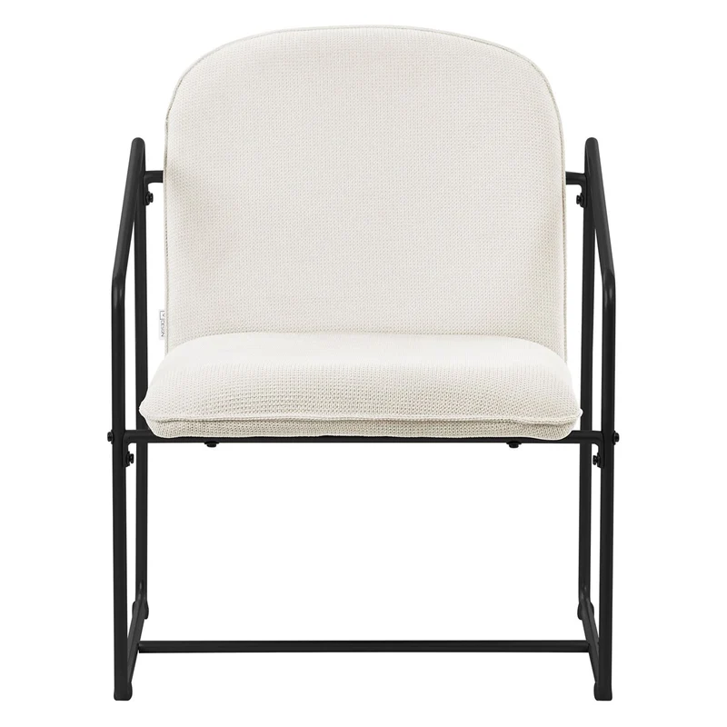 ML-Design | 2er Set Sessel Beige mit Arm-& Rückenlehne, goldenem/schwarzem Stahlgestell, 65x61x76 cm, Relaxsessel Cocktailsessel