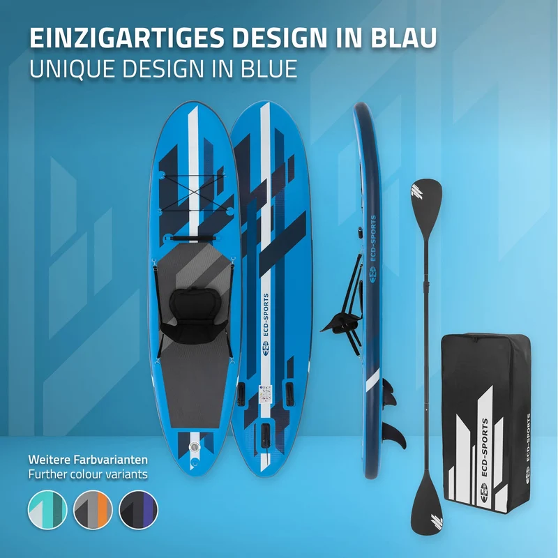 B-Ware Aufblasbares Stand Up Paddle Board mit Kajak Sitz 320x82x15 cm Blau aus PVC