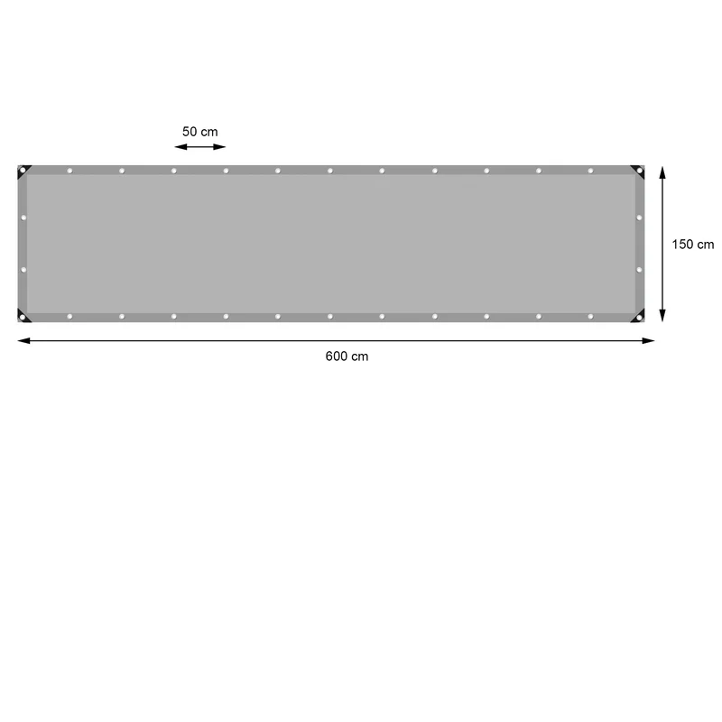 Abdeckplane Gewebeplane mit Ösen 1,5x6 m 180g/m² in Grau aus PE