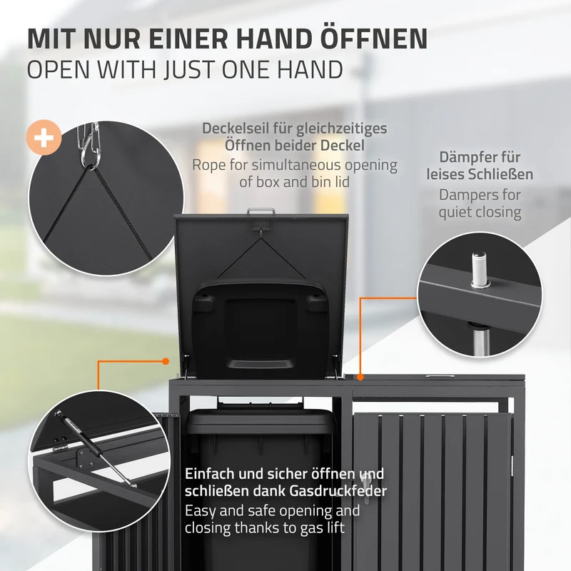 Mülltonnenbox 2er bis 240L 132x80x120 cm aus Stahl in Anthrazit ML-Design