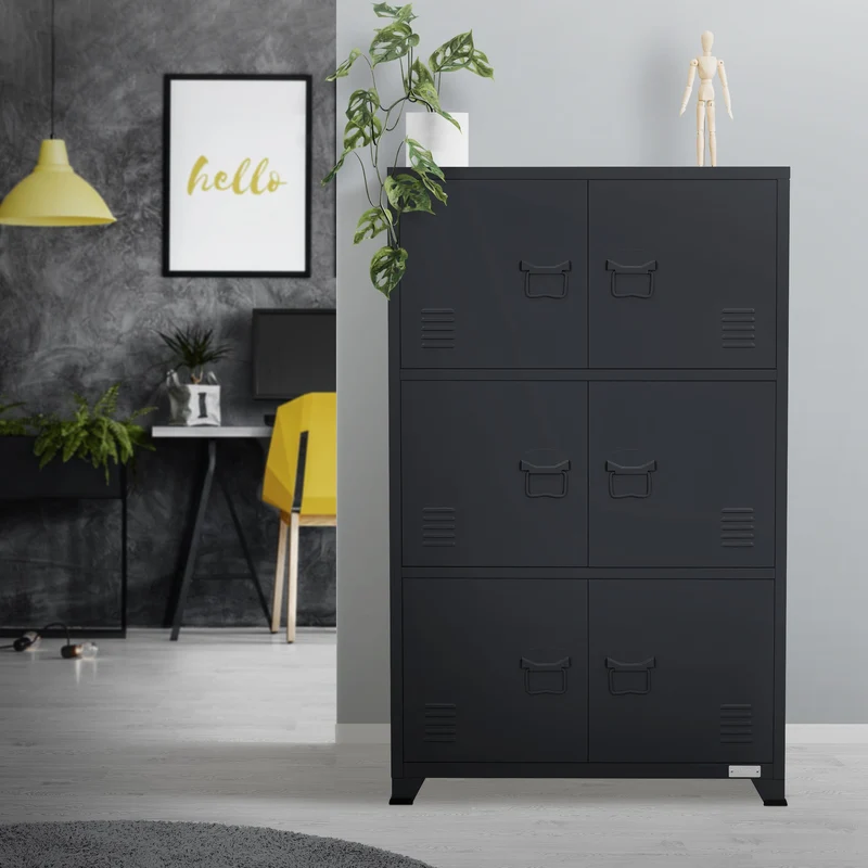 Büroschrank mit drei Ebenen Magnetverschluss 75x40x120 cm Anthrazit aus Stahl ML-Design
