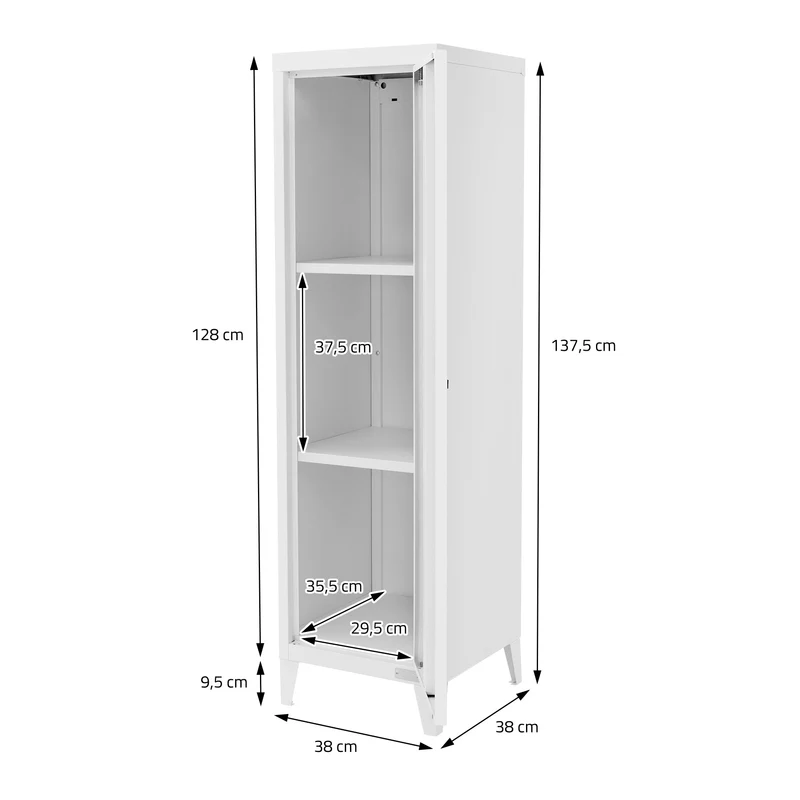 Aktenschrank Spindschrank 1-türig 38x38x137,5 cm Weiß aus Stahl ML-Design