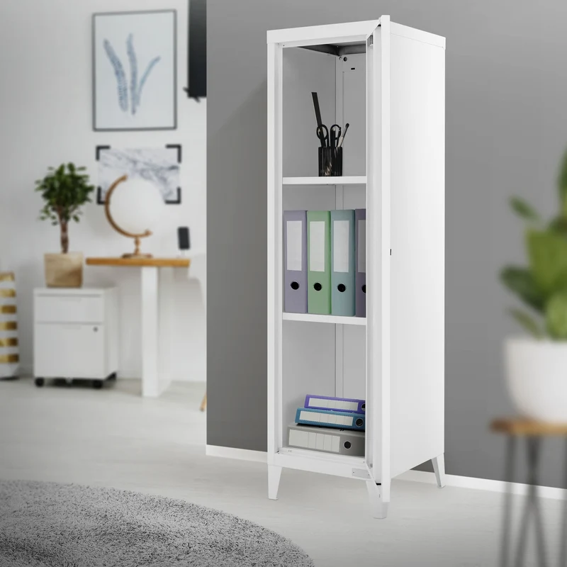 Aktenschrank Spindschrank 1-türig 38x38x137,5 cm Weiß aus Stahl ML-Design