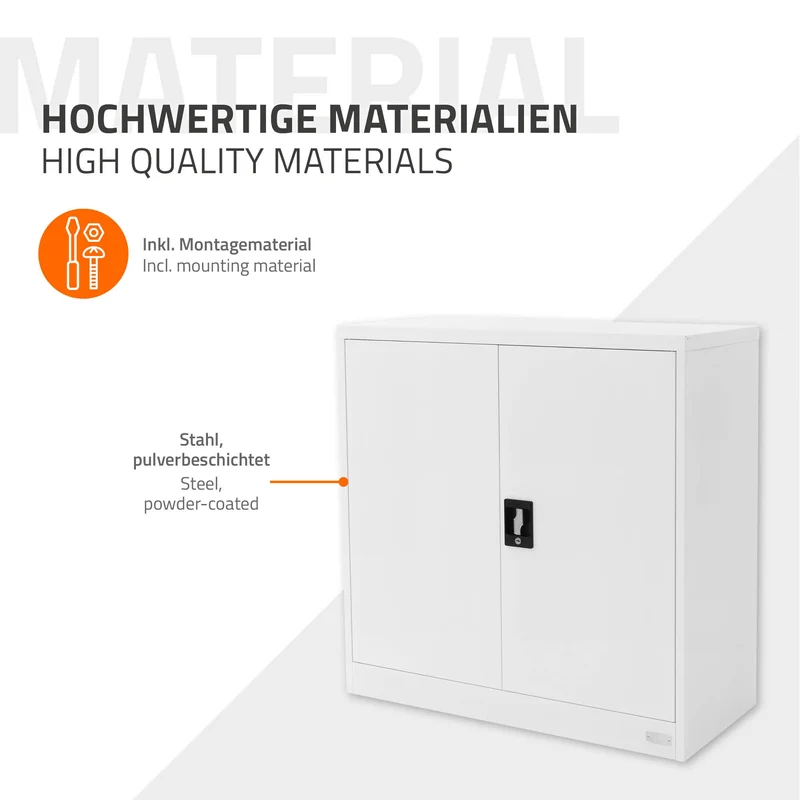 Aktenschrank abschließbar 90x40x90 cm Weiß aus Stahl ML-Design