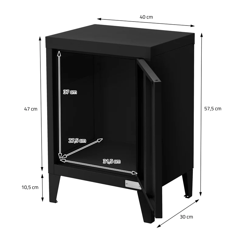 Aktenschrank Büroschrank Industrial 40x30x57,5 cm Schwarz aus Stahl ML-Design