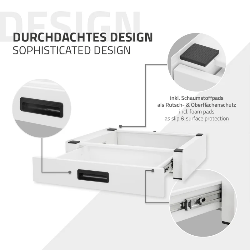 B-Ware Waschmaschinen Verbindungsrahmen mit Schublade 60,5x54 cm Weiß aus Stahl ML-Design