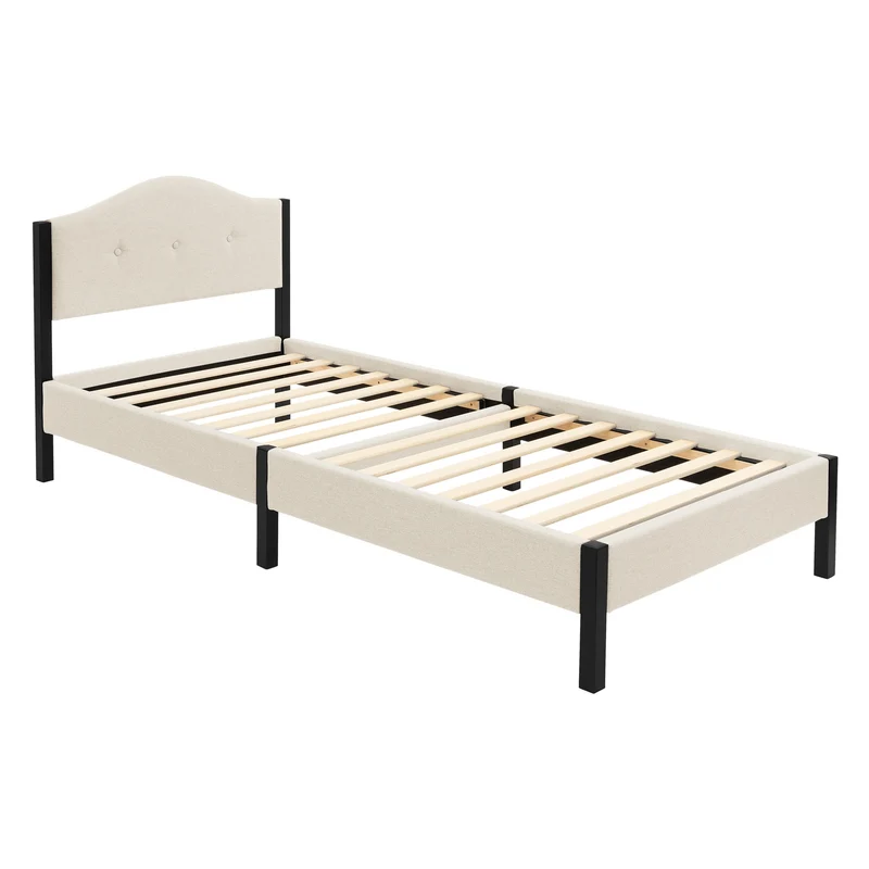 Polsterbett mit stabilem Bettgestell, gepolstertes Kopfteil & Lattenrost ML-Design