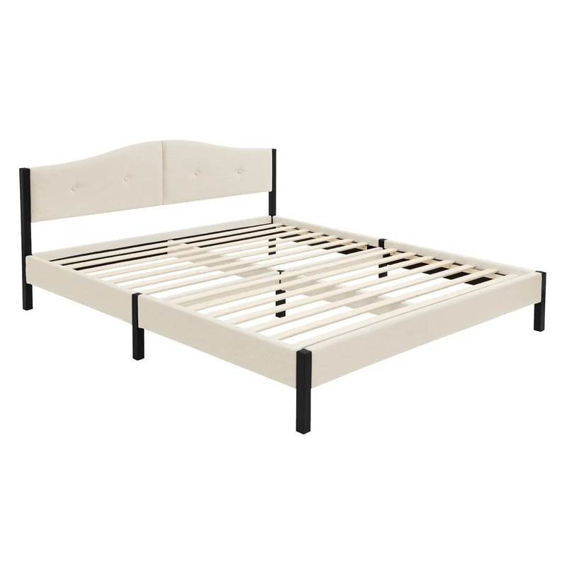 Polsterbett mit stabilem Bettgestell, gepolstertes Kopfteil & Lattenrost ML-Design