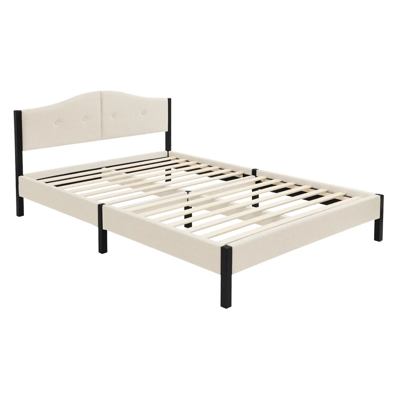 Polsterbett mit stabilem Bettgestell, gepolstertes Kopfteil & Lattenrost ML-Design