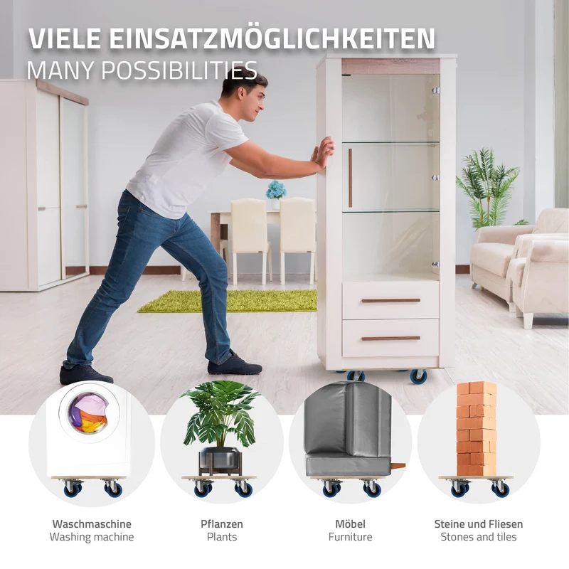 Rollbrett Möbelroller rund Ø 87 cm aus Multiplex mit Feststellbremsen Tragkraft 800 kg