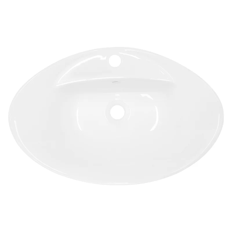 Waschbecken inkl. Ablaufgarnitur Weiß mit Überlauf 59x39,5x20,5 cm Weiß aus Keramik LuxeBath