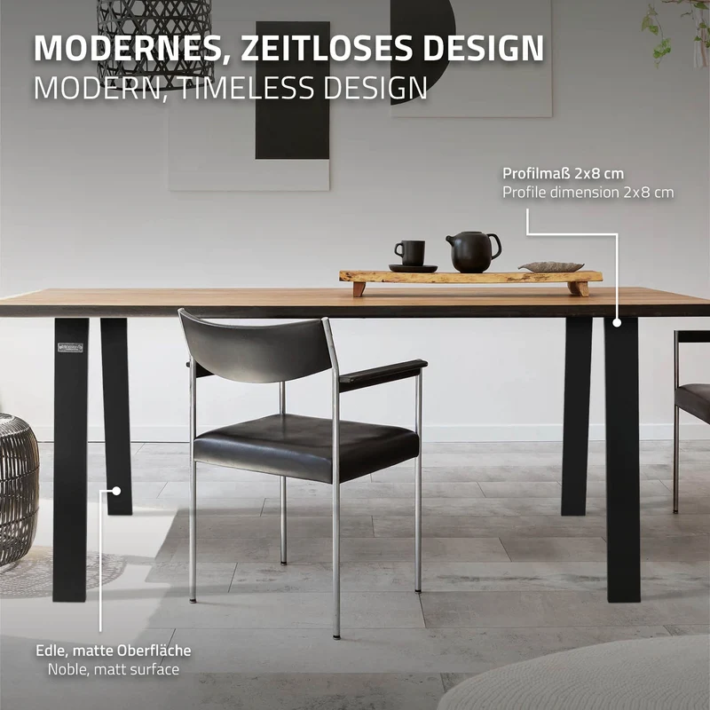 B-Ware Tischbeine 2er Set 75x72 cm Schwarz matt aus Stahl ML-Design