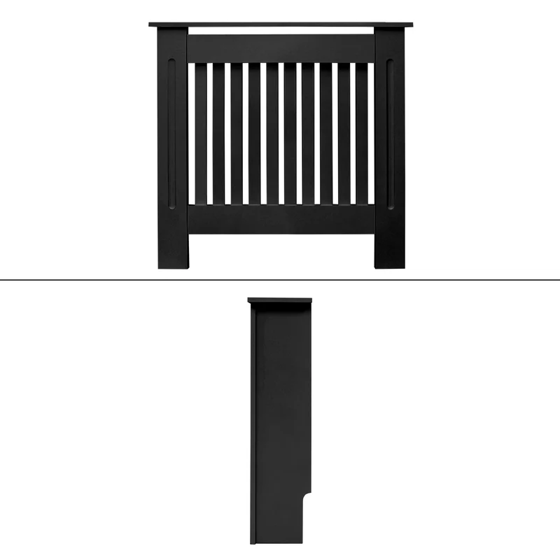 Heizkörperverkleidung 78x19x82 cm Landhaus Schwarz aus MDF