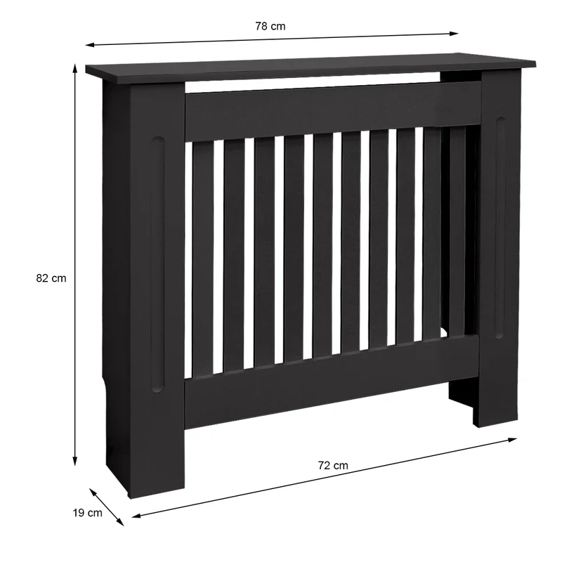Heizkörperverkleidung 78x19x82 cm Landhaus Schwarz aus MDF